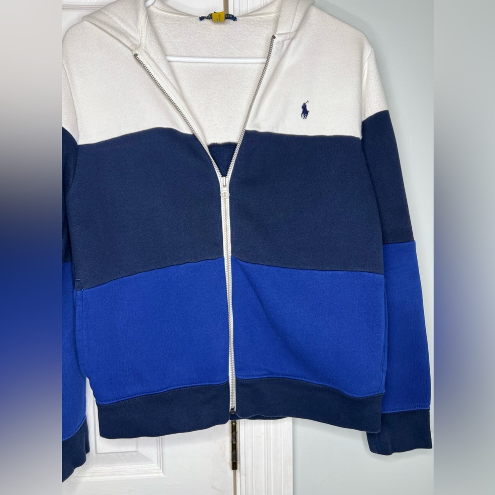 Blue and white Boys Ralph Lauren fleece jacket Size 14/16 - Picture 6 of 6